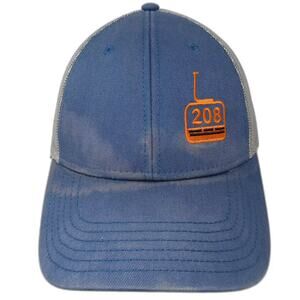 CapAmerica Trucker Hat Blue Gray One Size Snapback 208 Embroidered Mesh Logo Hat